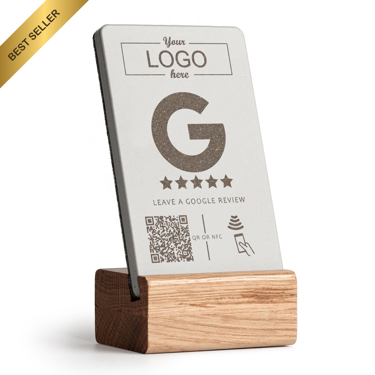 Unser absoluter Topseller unter unseren NFC Aufstellern: der Google Bewertung Aufsteller.