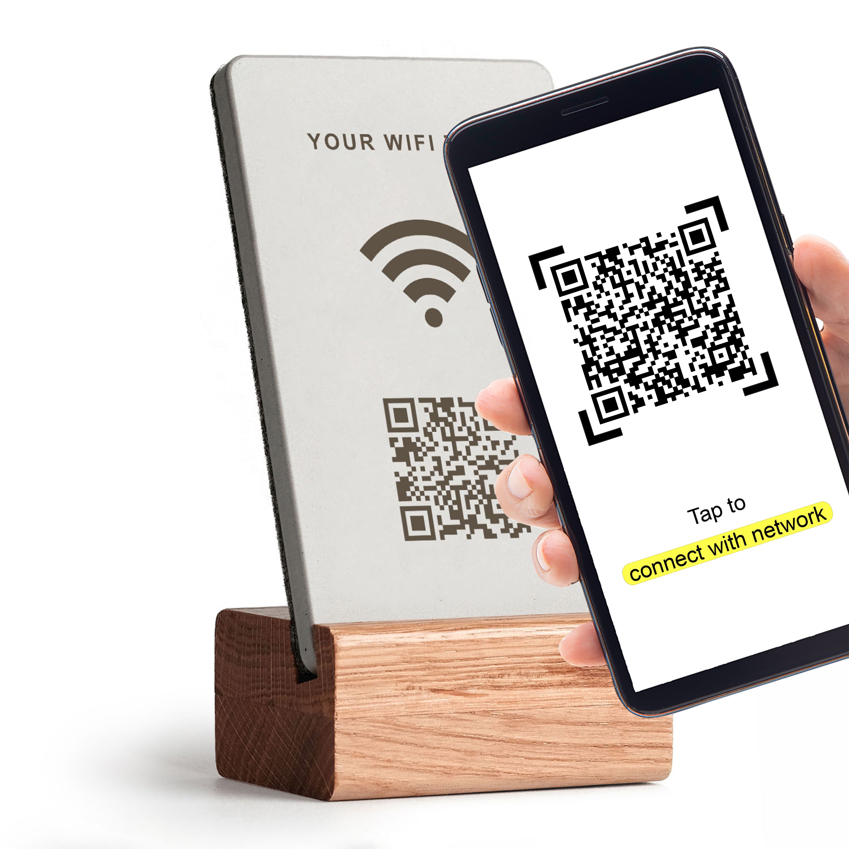 WLAN WIFI Aufsteller Large mit QR Code - Golden Oak