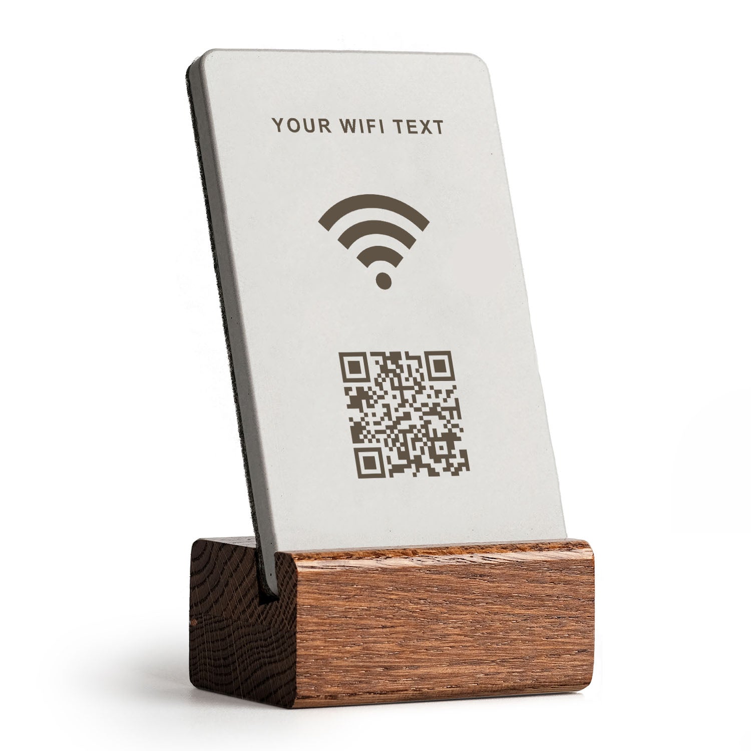 WLAN WIFI Aufsteller Large mit QR Code - Solid Oak