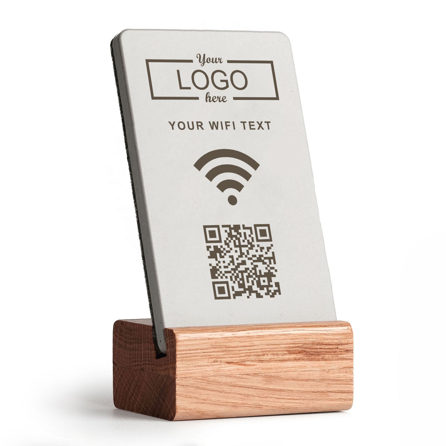 WLAN WIFI Aufsteller Large mit QR Code - Golden Oak - mit Ihrem Logo