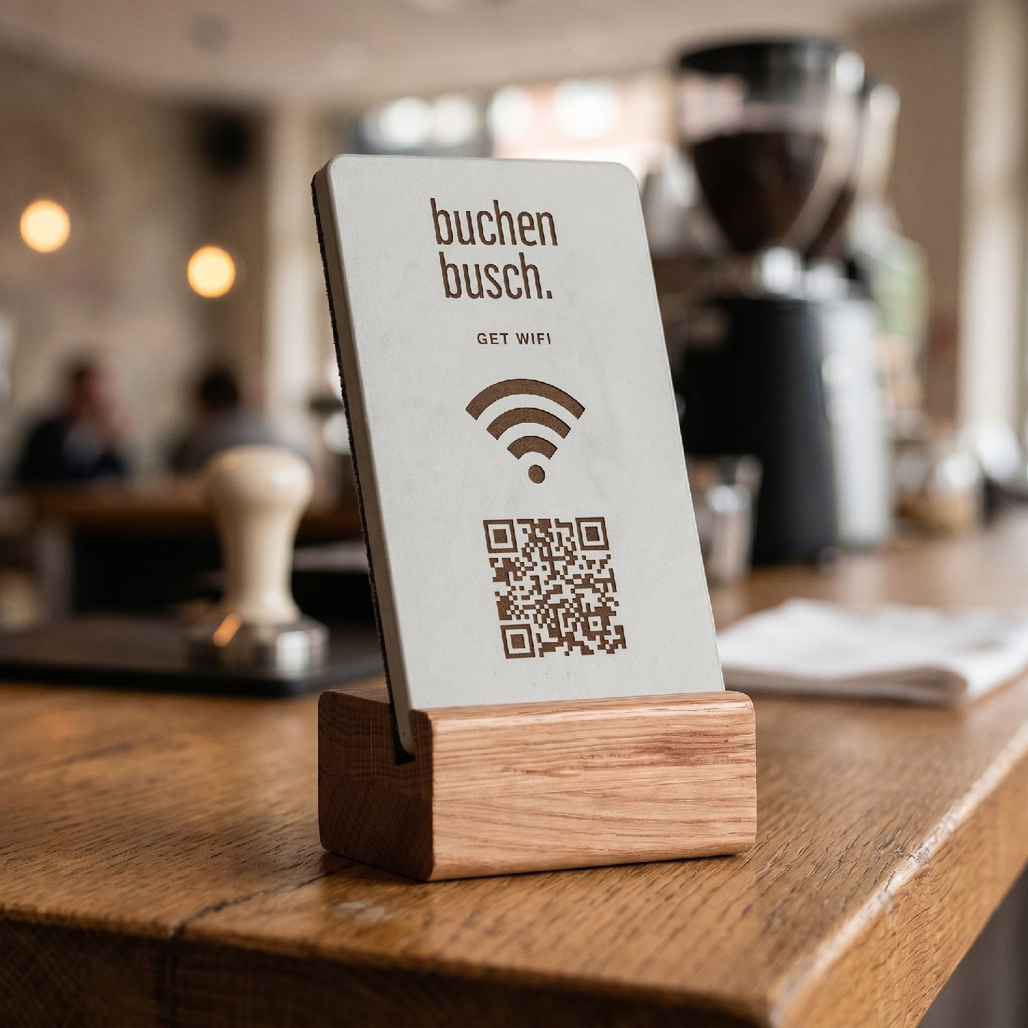 WLAN WIFI Aufsteller Large mit QR Code - Solid Oak