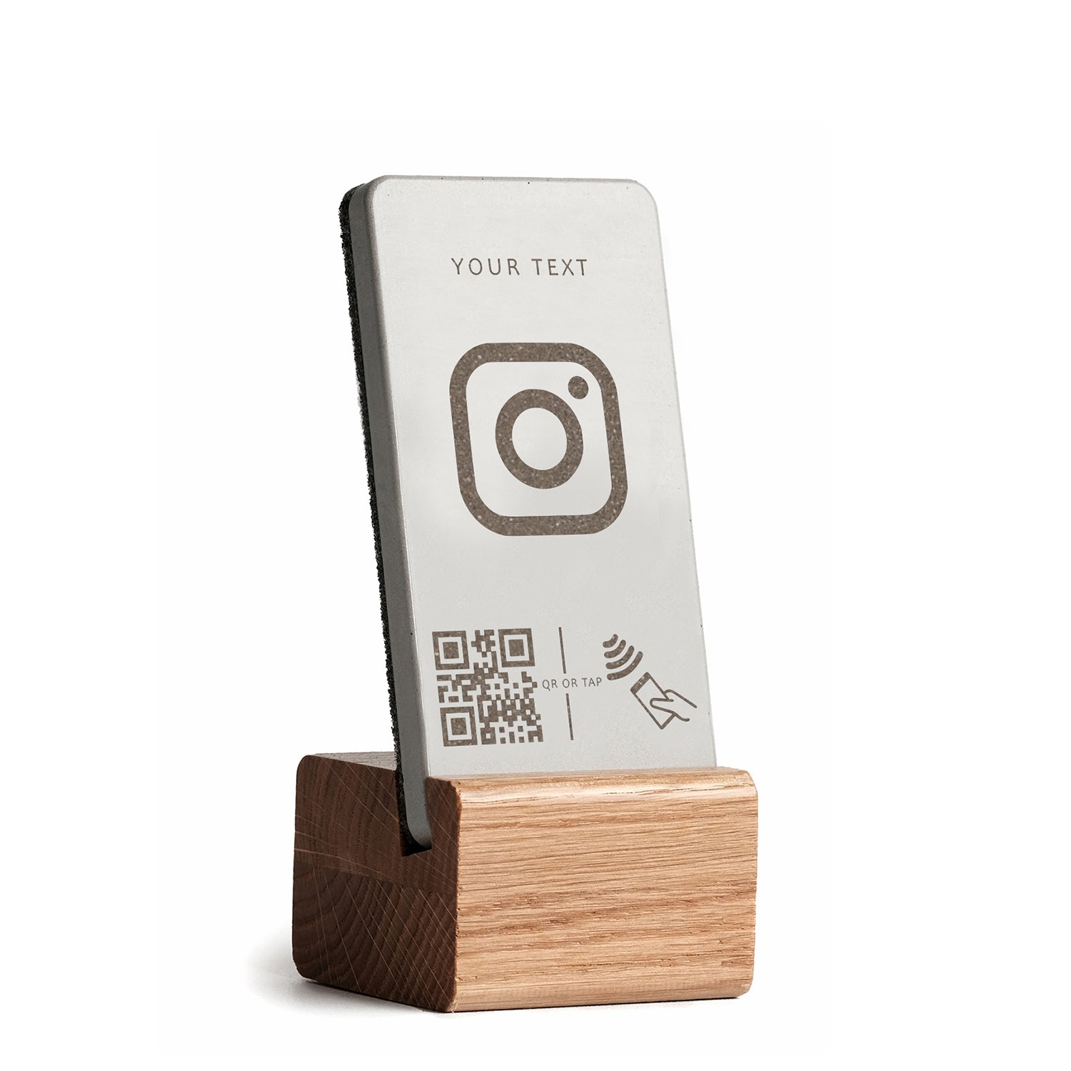 Ihr Instagram Aufsteller mit NFC und QR Code. Verschafft im Handumdrehen neue Follower.